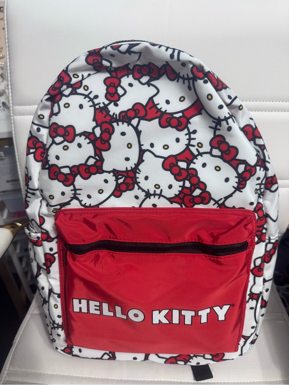 Hello Kitty White & Red Patterned Kids Backpack